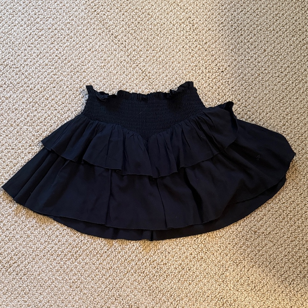 Katie J NYC Black Ruffled Skater Skirt